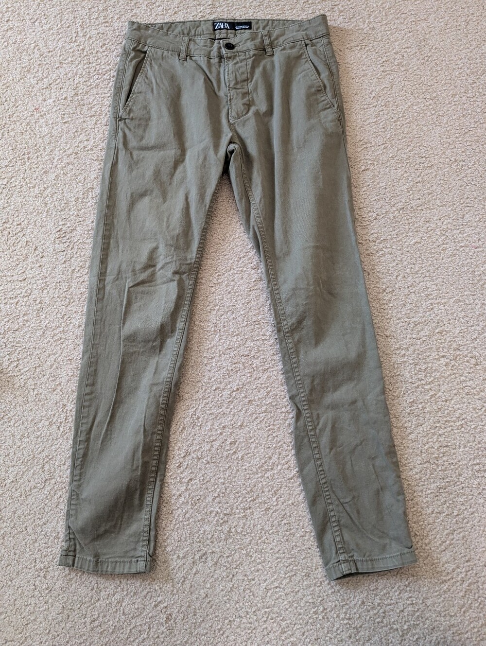 Zara Women's Olive Chino Pants - Slim Fit